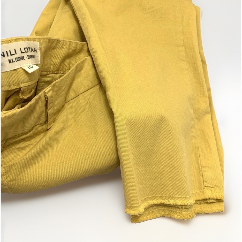 VTG Nili Lotan Pants Straight Ankle Butter Yellow Minimalist Retro 10 Rare USA